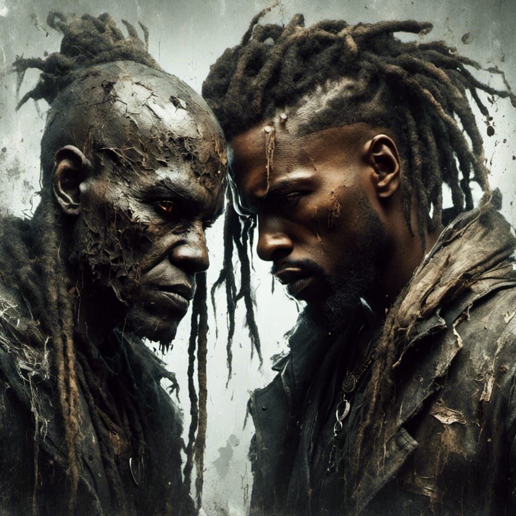 Two Identical Men Show Fear and Anger