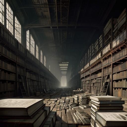 Surreal Book Bindery Waste in Dali Style