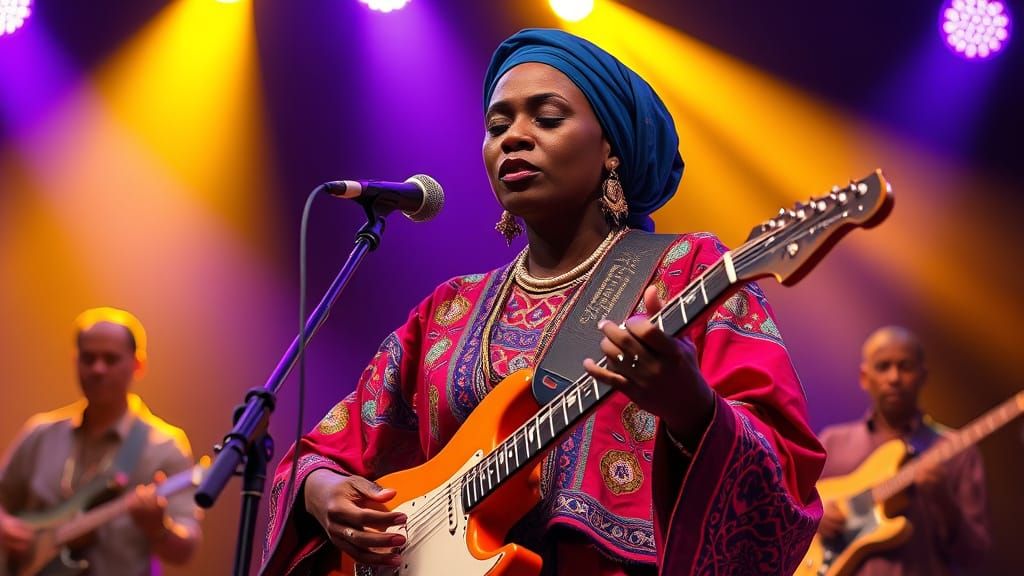 Touareg Woman Shines on Stage with Vibrant Energy