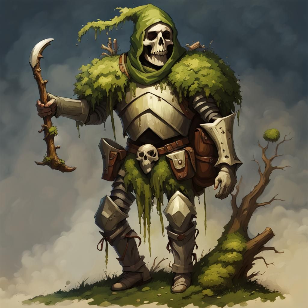 Earthly Knight Casts Spell in Mossy Forest Glade