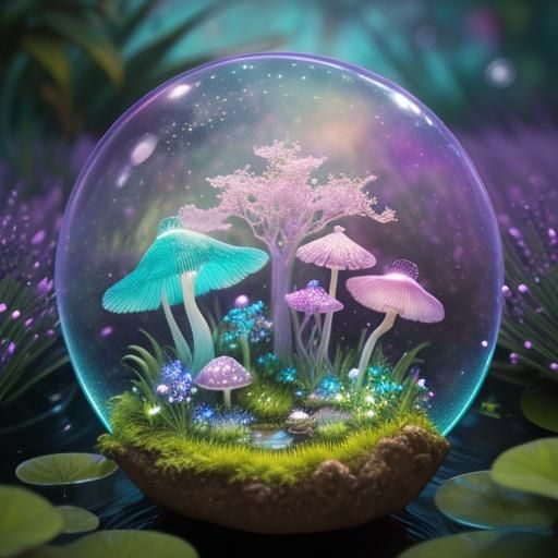 Enchanted Fairy Garden Encased in Water Bubble
