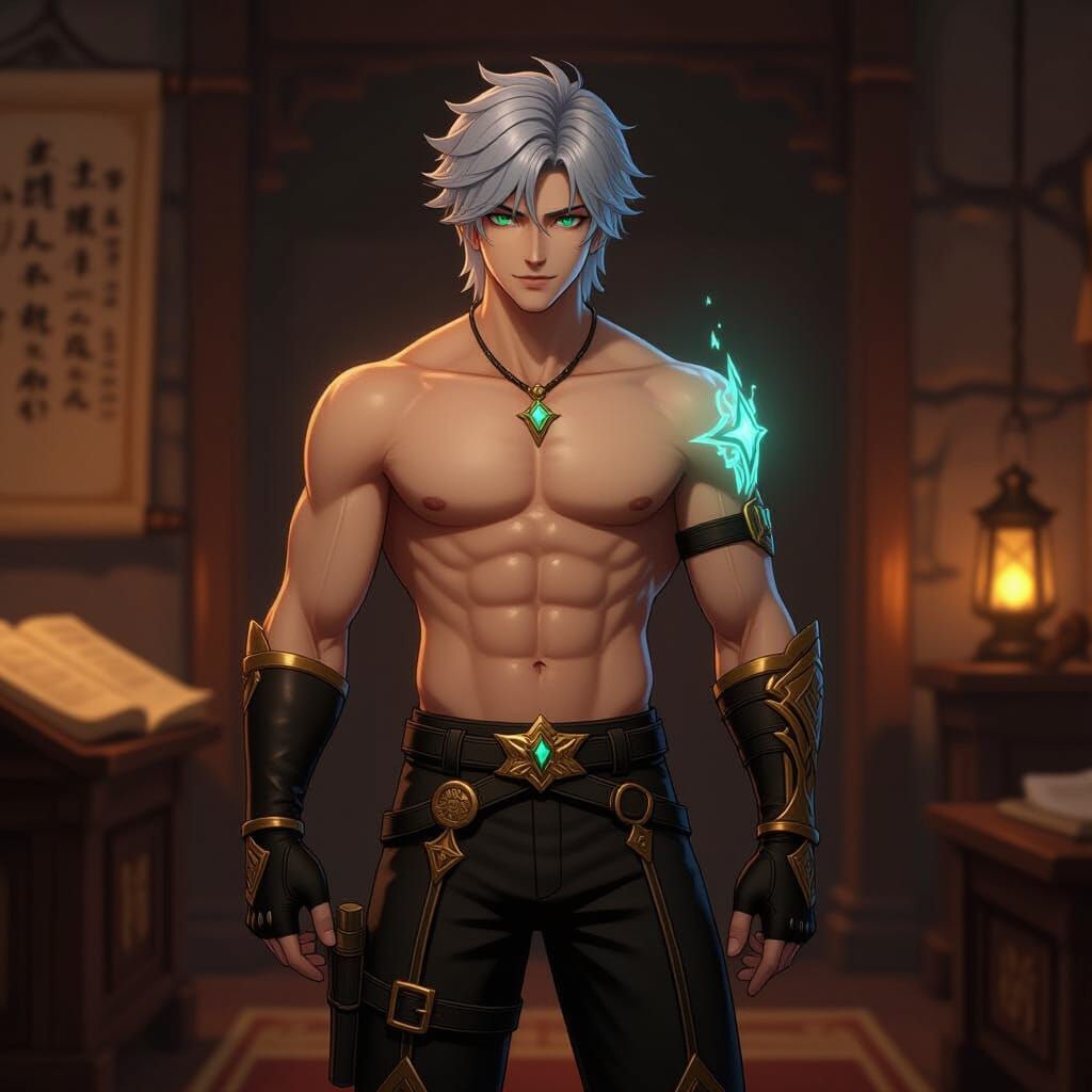 Alhaitham in Sumeru Study, Genshin Impact Style