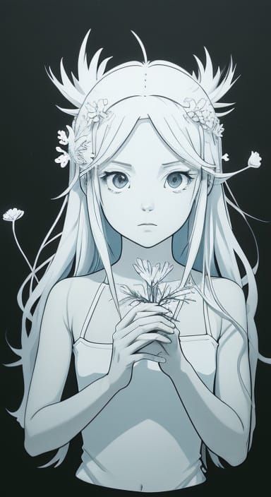 Cute Girl Surrounded by Axolotls in Vibrant Flat Art