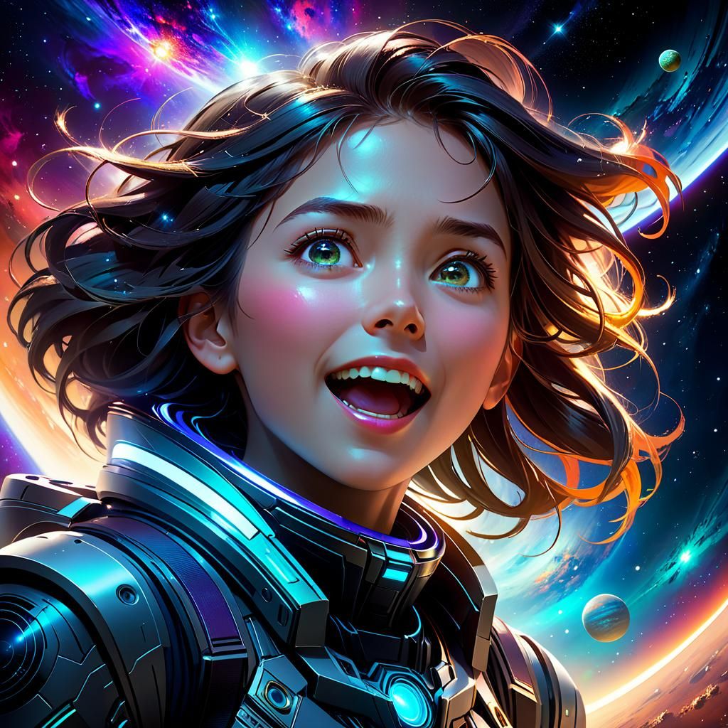 Excited Person Gazing at Newly Discovered World