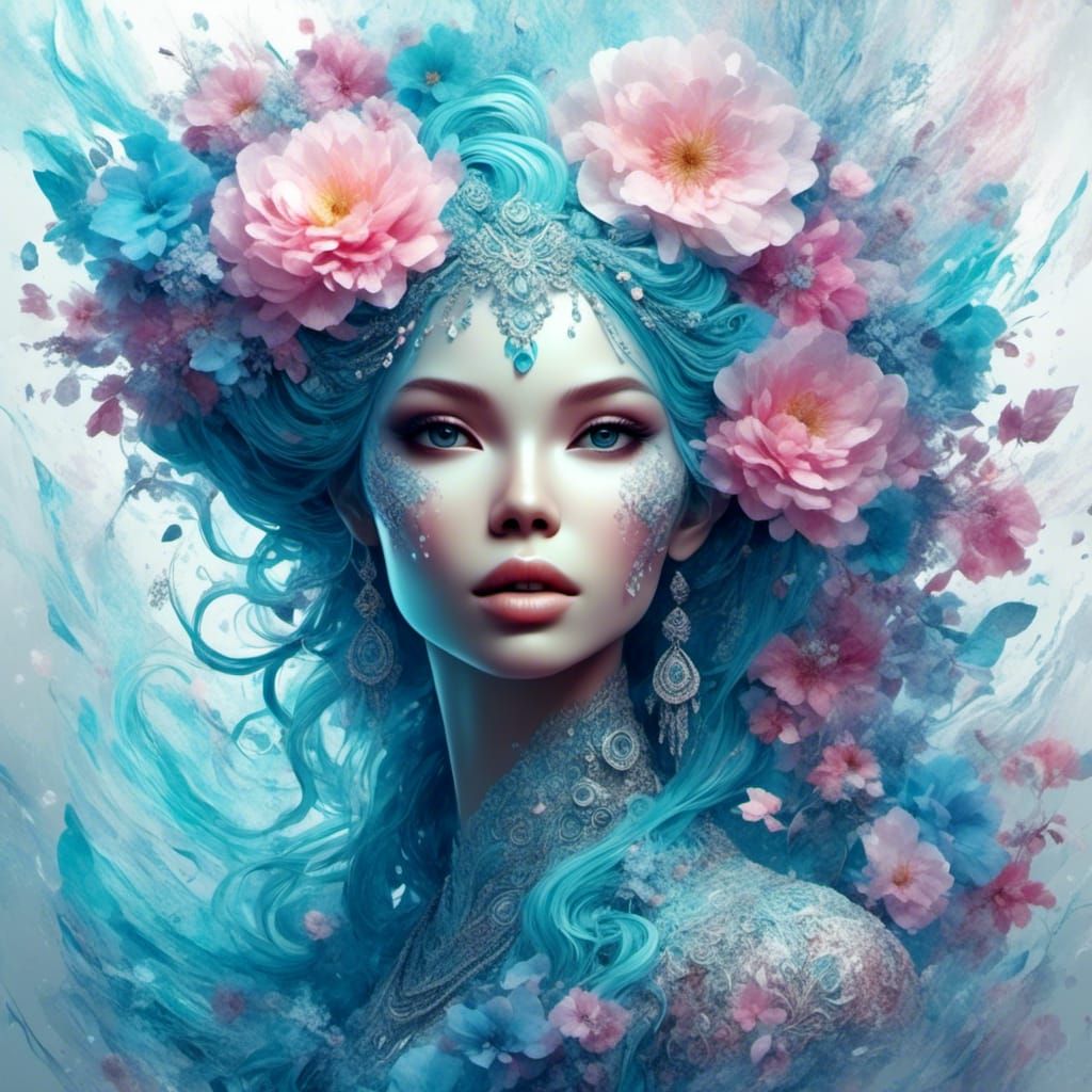 Stunning 3D Woman with Auroral Pastel Lighting