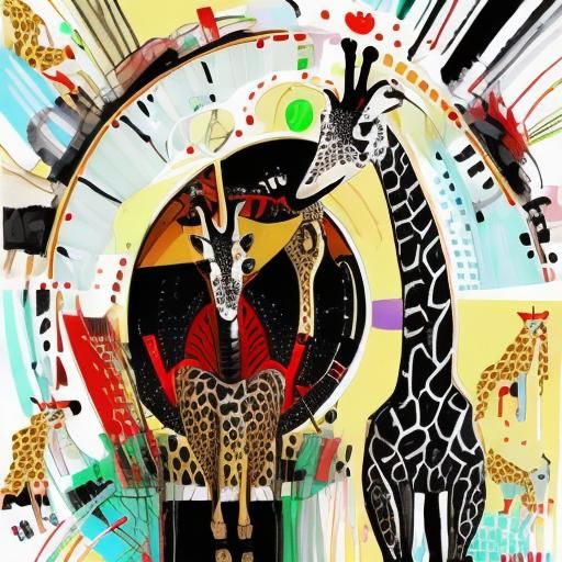 Mosaic Giraffe with Black Gear Design