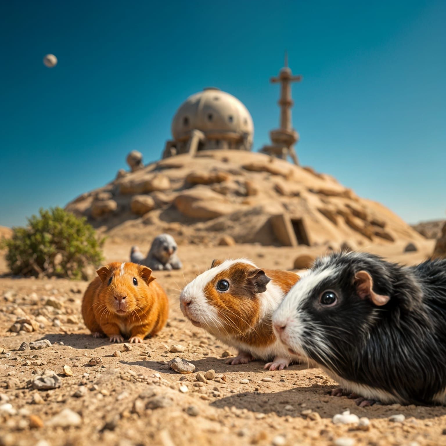 Guinea Pigs on Mars Base Landscape