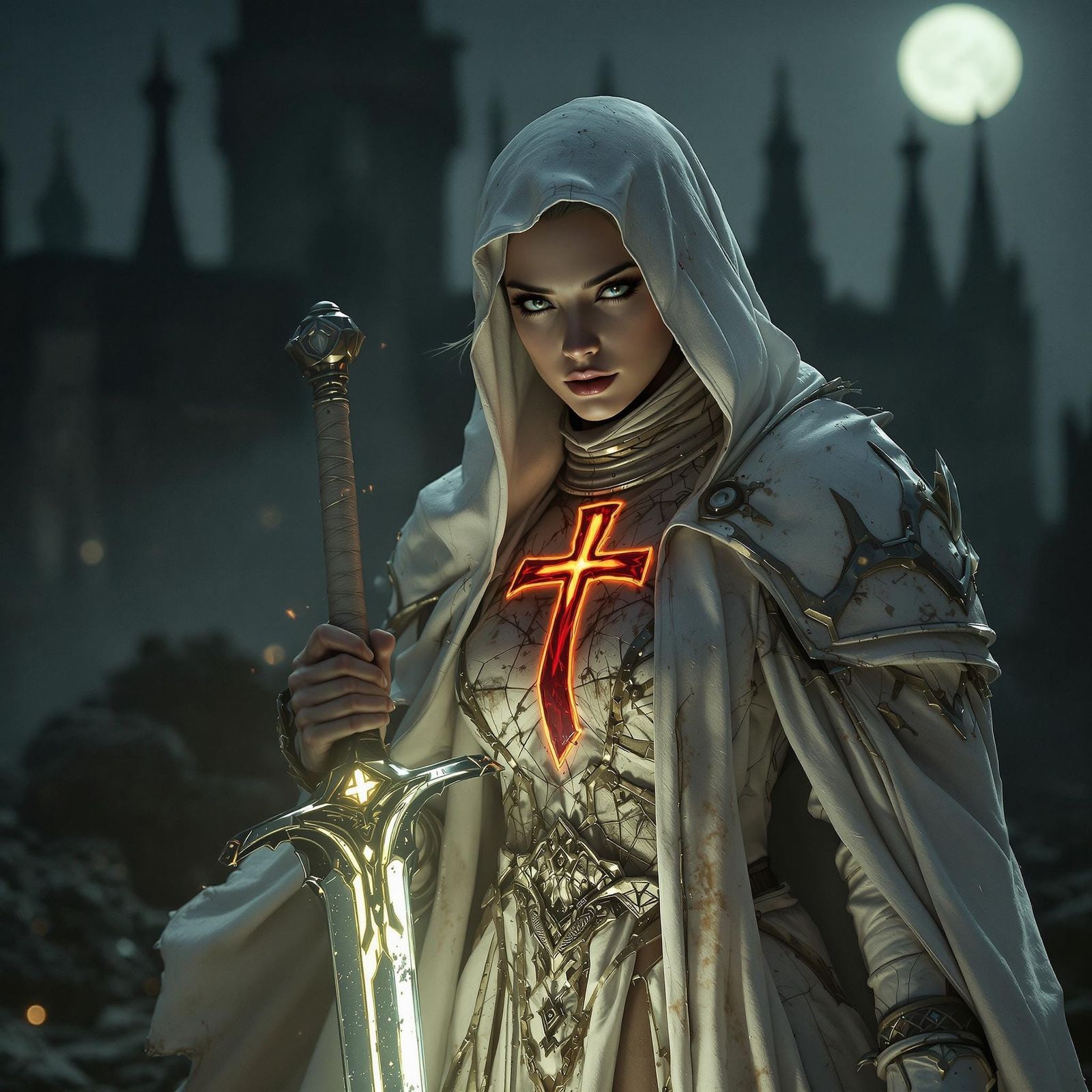 Ethereal Knight in Muted, Cinematic Twilight