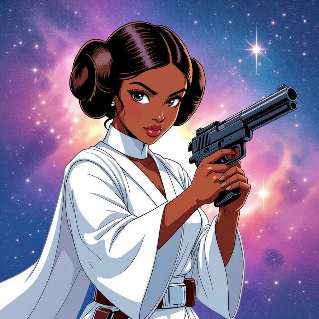 Princess Leia as Anime-Style Watercolor Painting