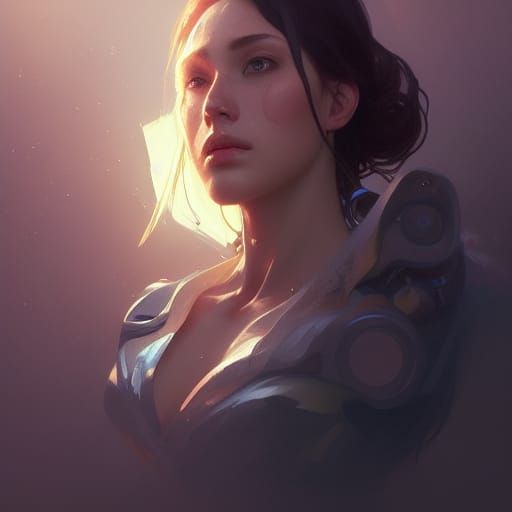 Detailed Portrait with Dynamic Lighting, Digital Art