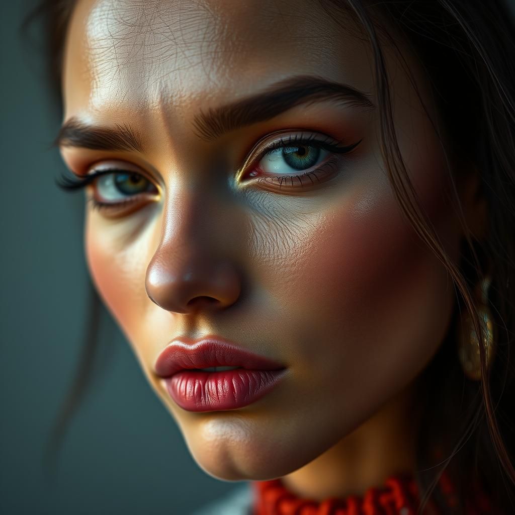 Realistic Close-up Portrait of a Fashion Model