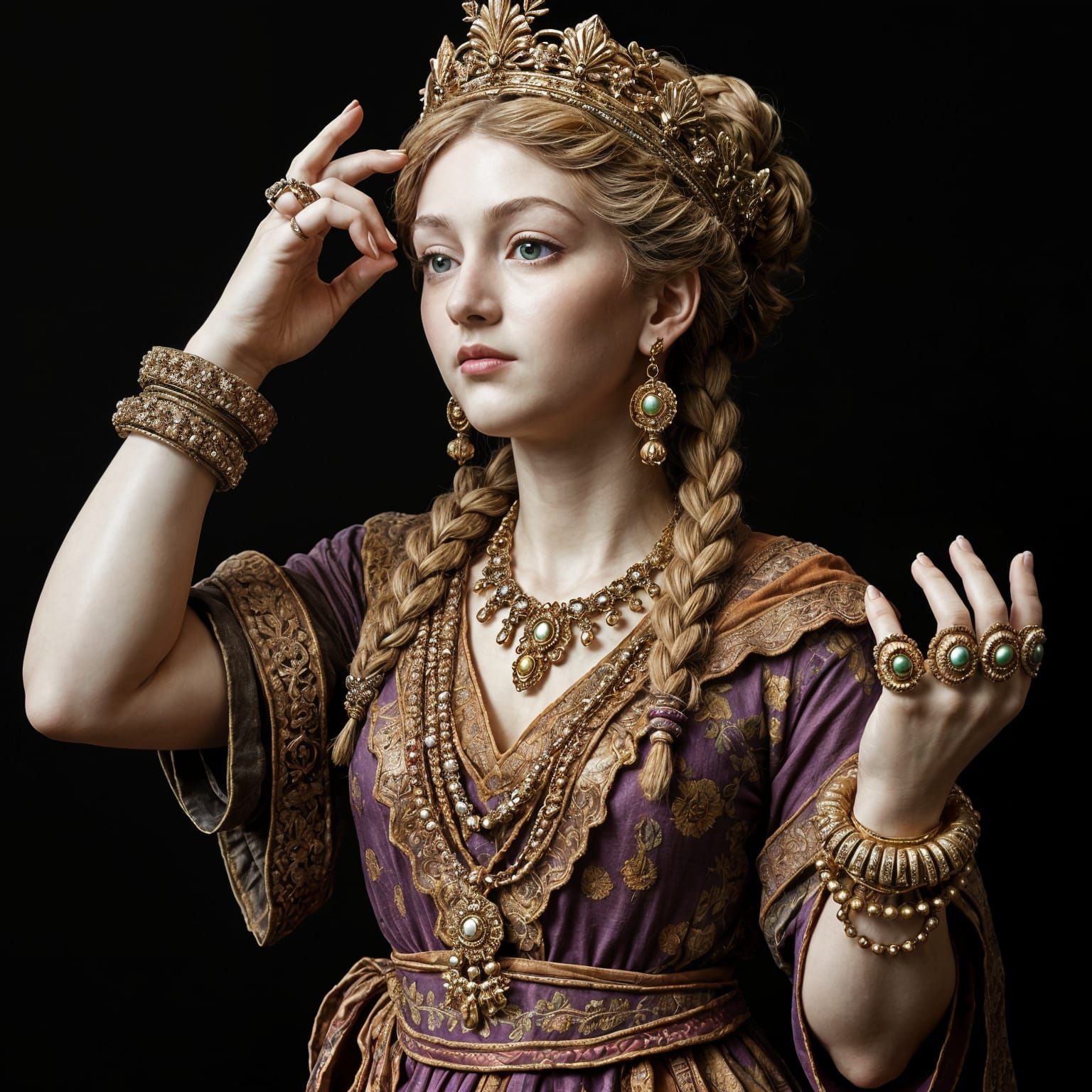 Etruscan Woman Porcelain Statue with Jewelry