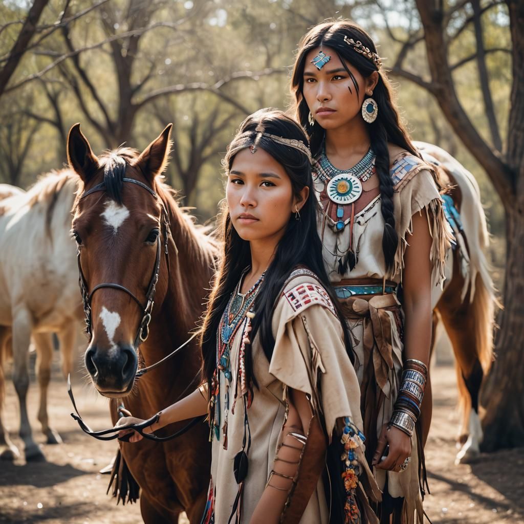 Native American Princess and Horse Portrait