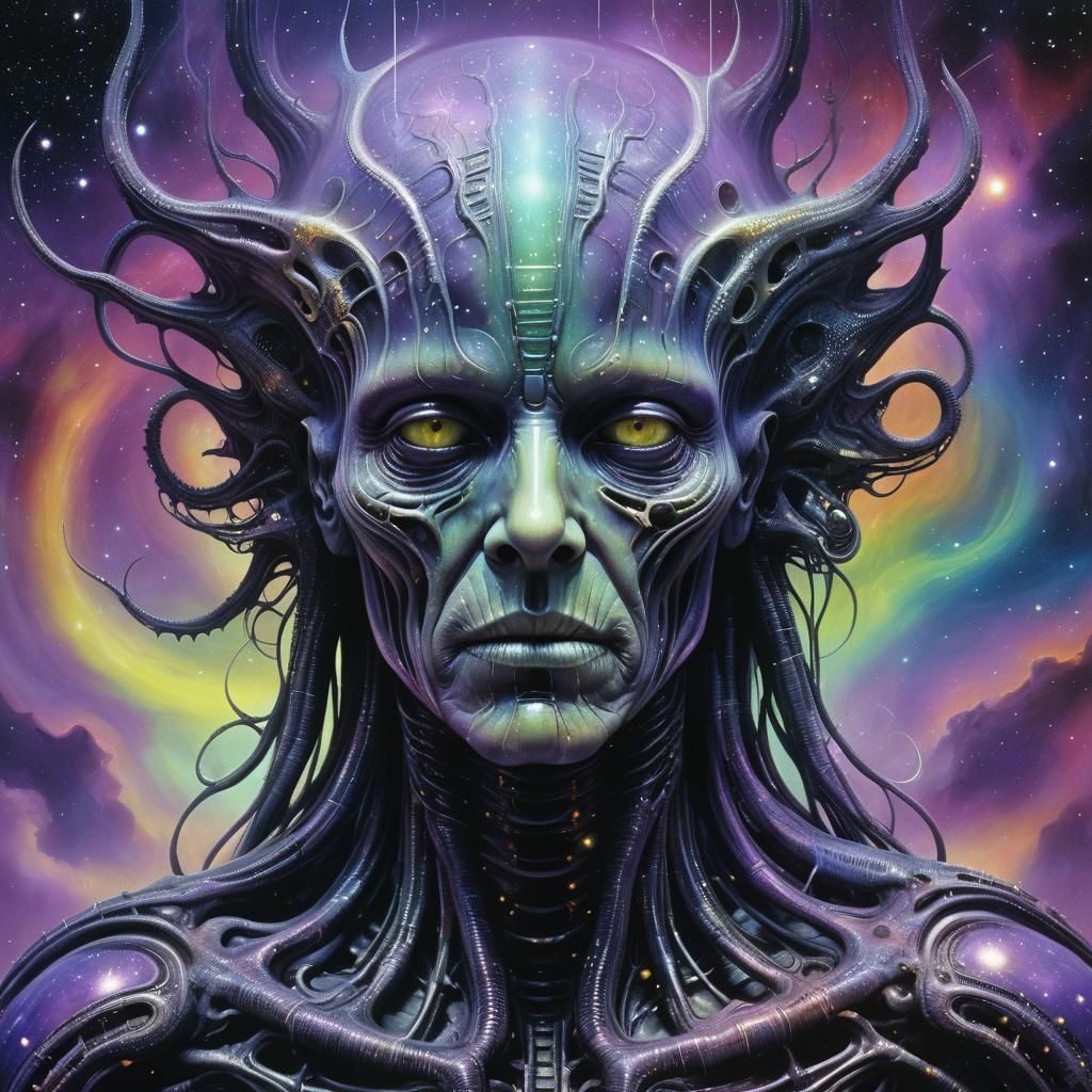 Surreal Cosmic Portrait in Ethereal 3D Style