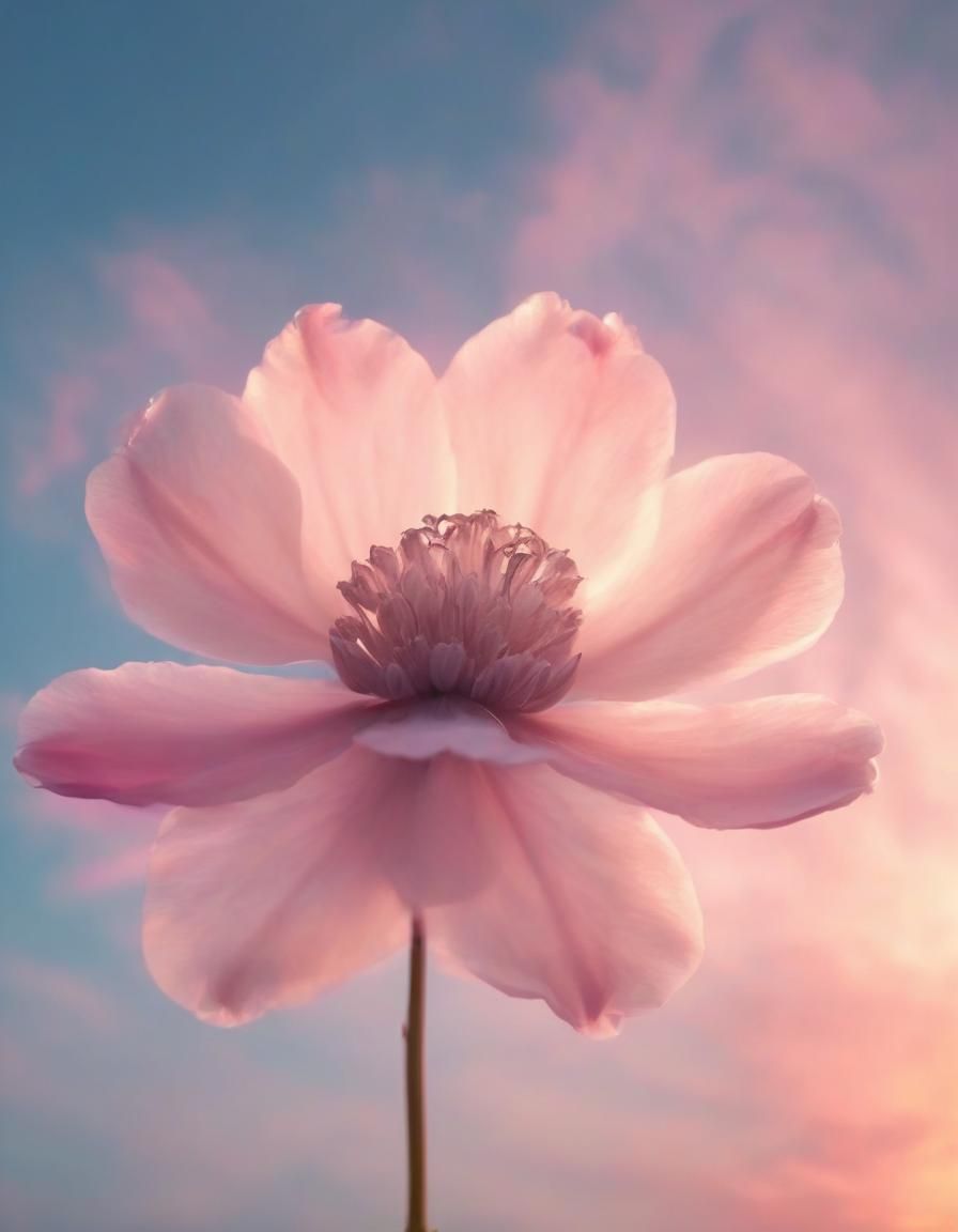 Ethereal Cloud Flower in a Sunset Sky