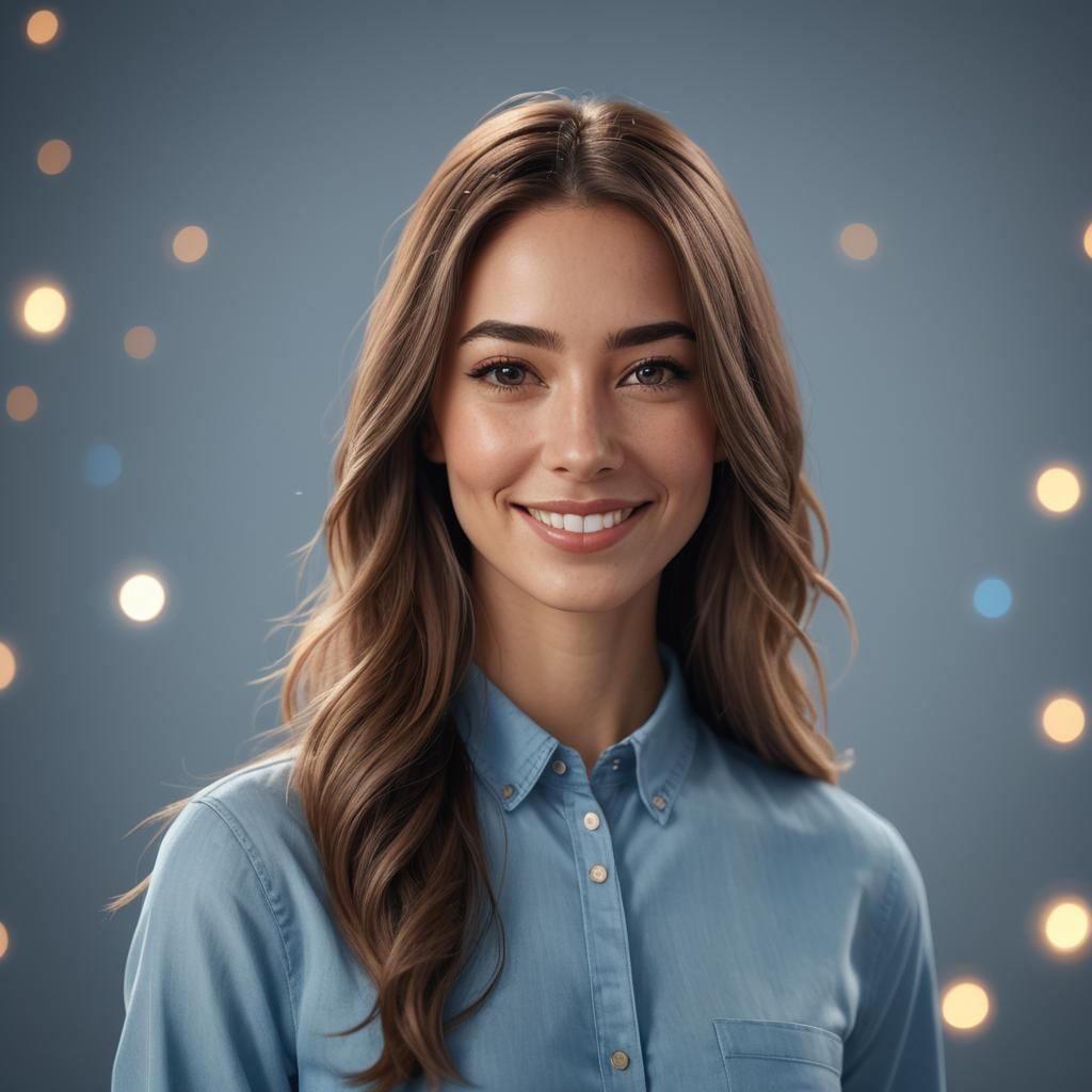 Young Woman Virtual Influencer in 3D Portrait