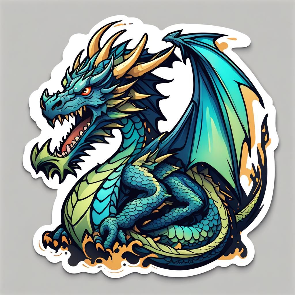Kawaii Dragon Vinyl Sticker Art