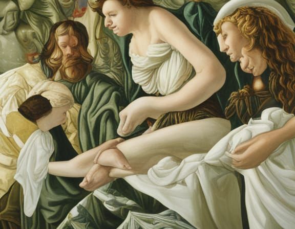 Botticelli-Style Portrait in Detailed Oil Painting