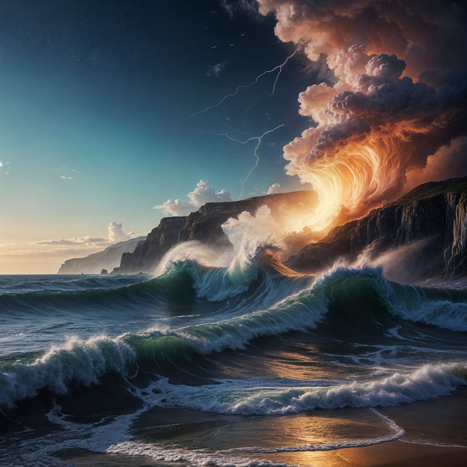 Surreal Glowing Mist Above the Sea at Sunset