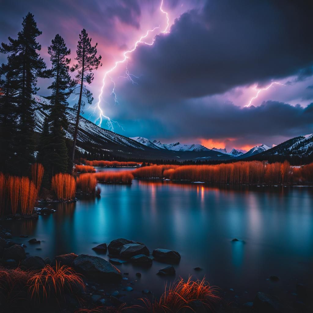 Spectacular Winter Storm with Volumetric Lighting