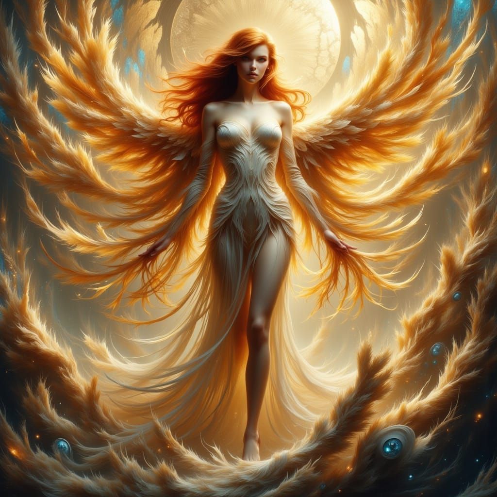 Ethereal Fantasy Portrait in Dreamy, Art Nouveau Style