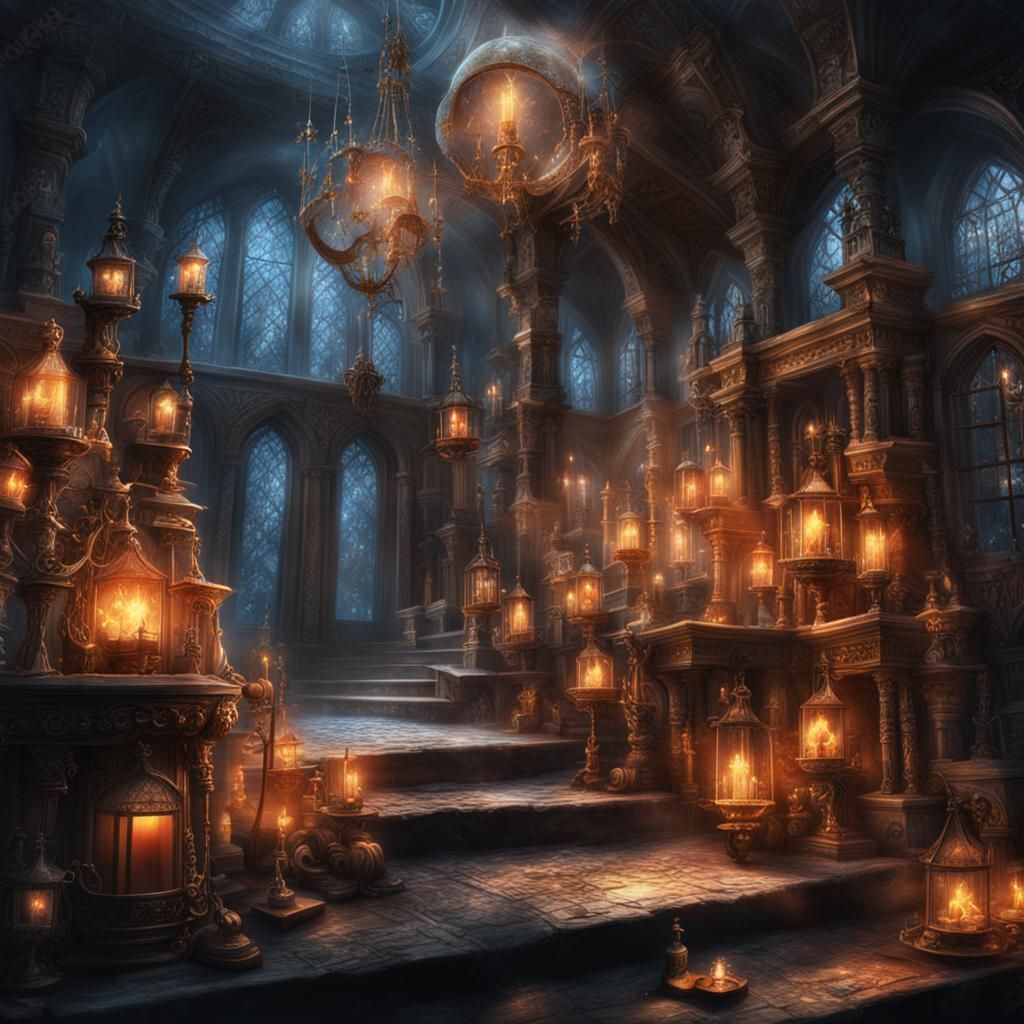 Magical Items for Fantasy Mage: Detailed Digital Painting