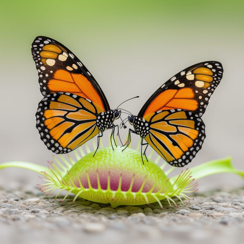 Confused Butterfly Accidentally Flies Into Venus Flytrap
