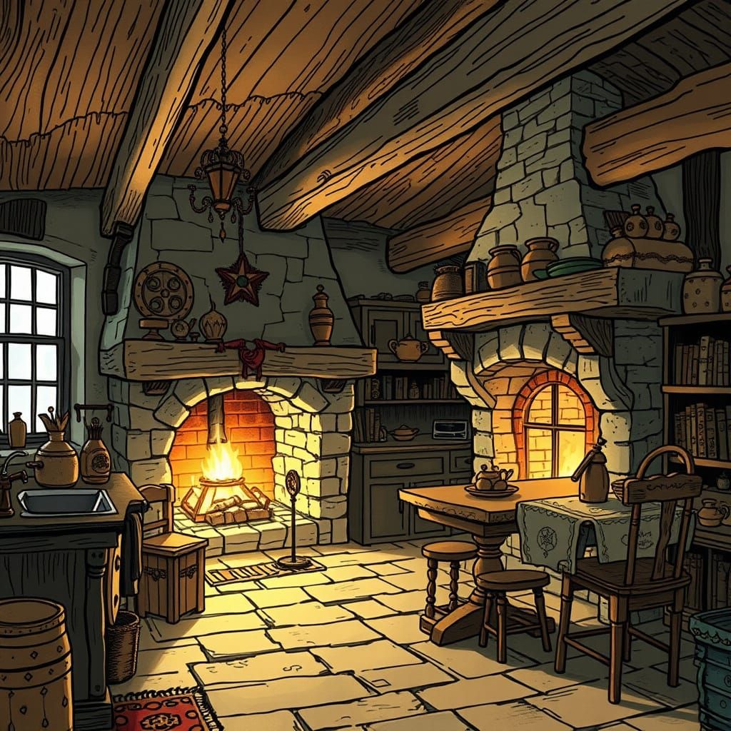 Cozy Rustic Kitchen in Whimsical Dreamy Style