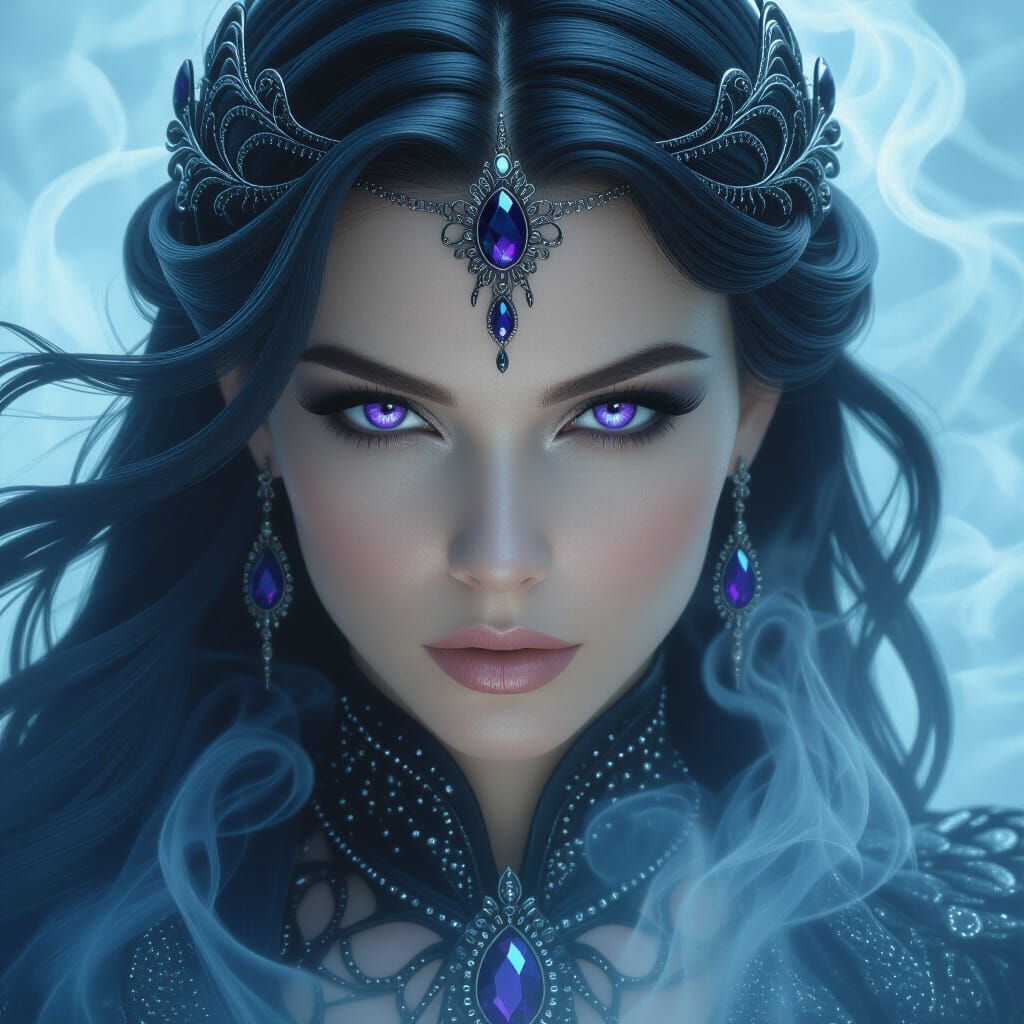 Mysterious Woman Emerges From Obsidian In Dark Fantasy Art