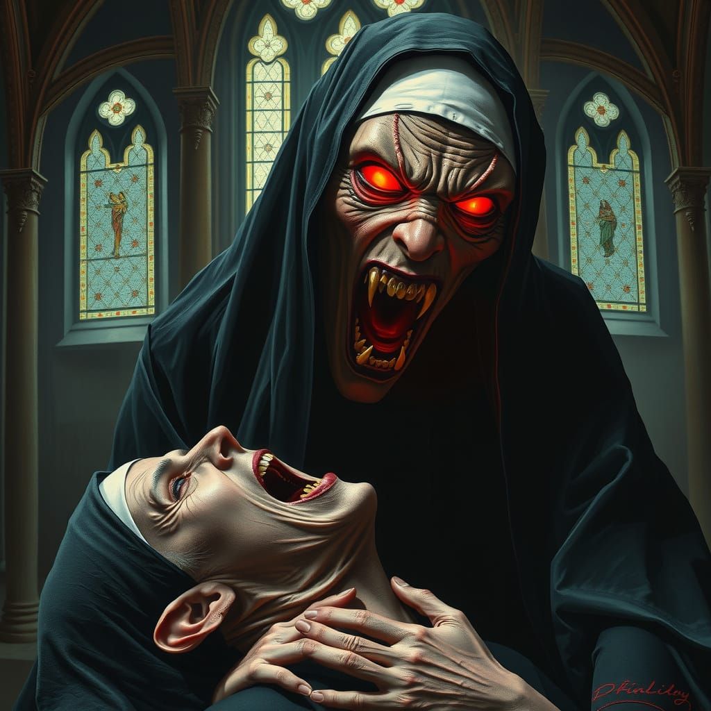 Vampire Nun Unleashes Horror in Dark Chapel