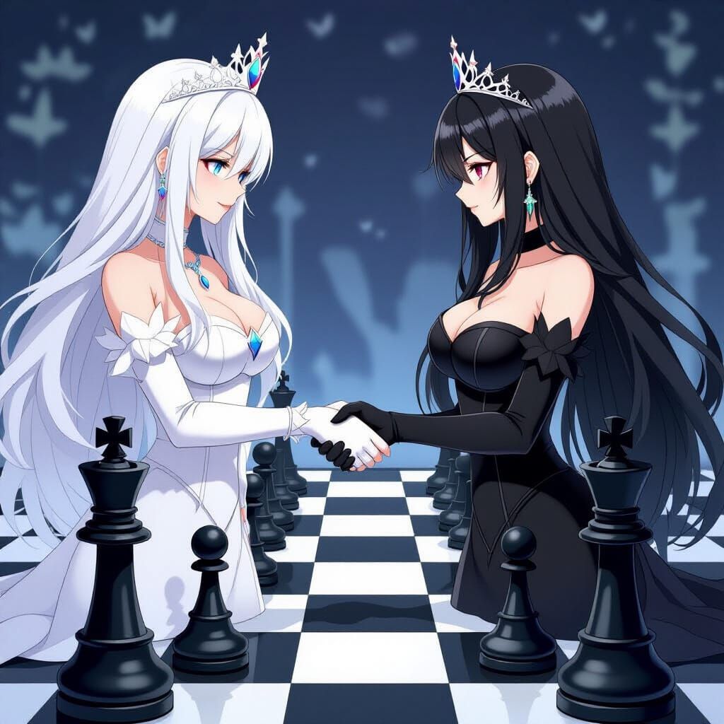 Two Queens Face Off on Giant Chessboard in Semi-Realistic An...