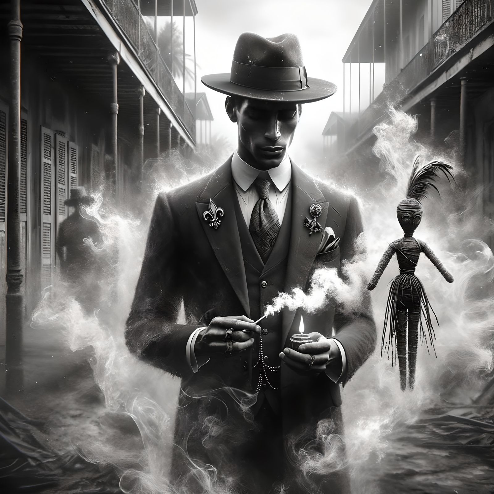 Creole Man with Voodoo Doll: Fantasy Concept Art