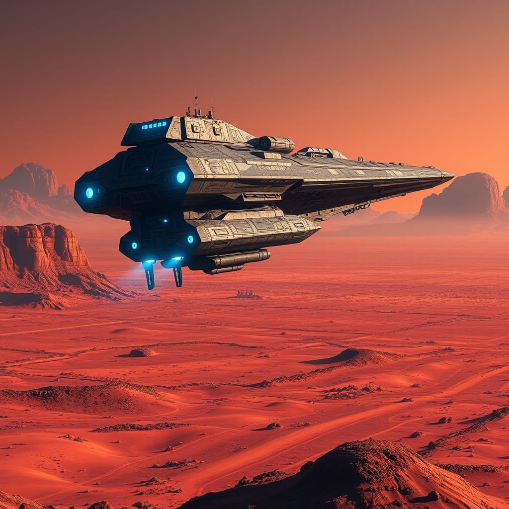 Gigantic Spacecraft Lands on Mars in a Dazzling, High-Contra...