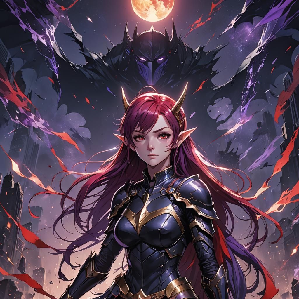 Astral Elf Dark Knight in Anime Style