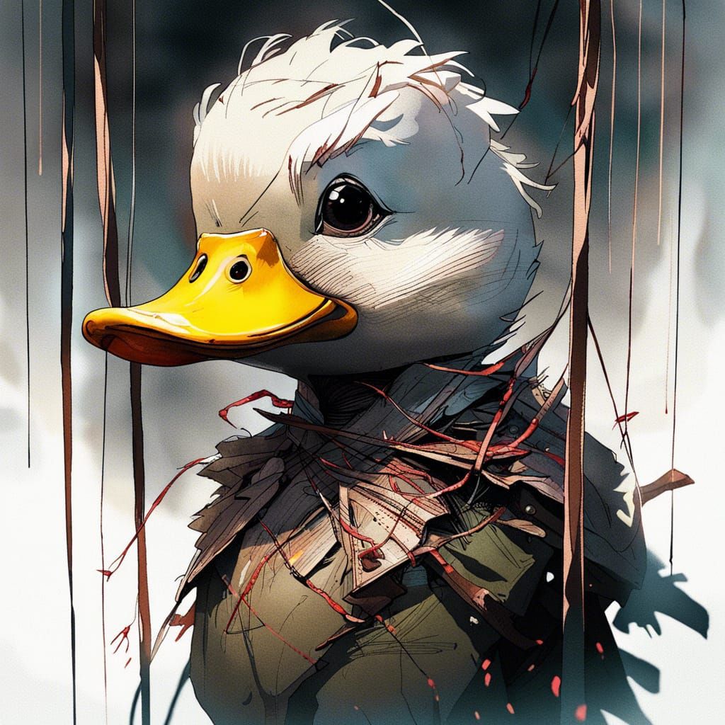 Adorable Duck Puppet Illustration in Fantasy Style