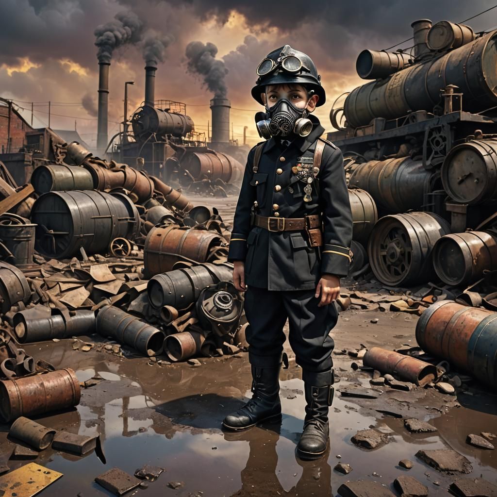 Dieselpunk World War 2 Officer in Wasteland Setting