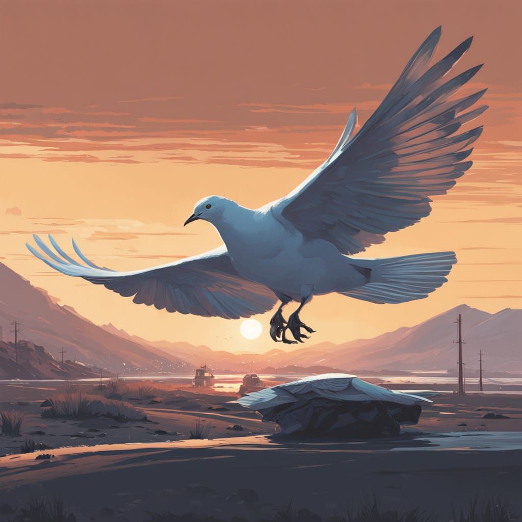 Majestic Dove Holds Modern Sign Declaring Peace