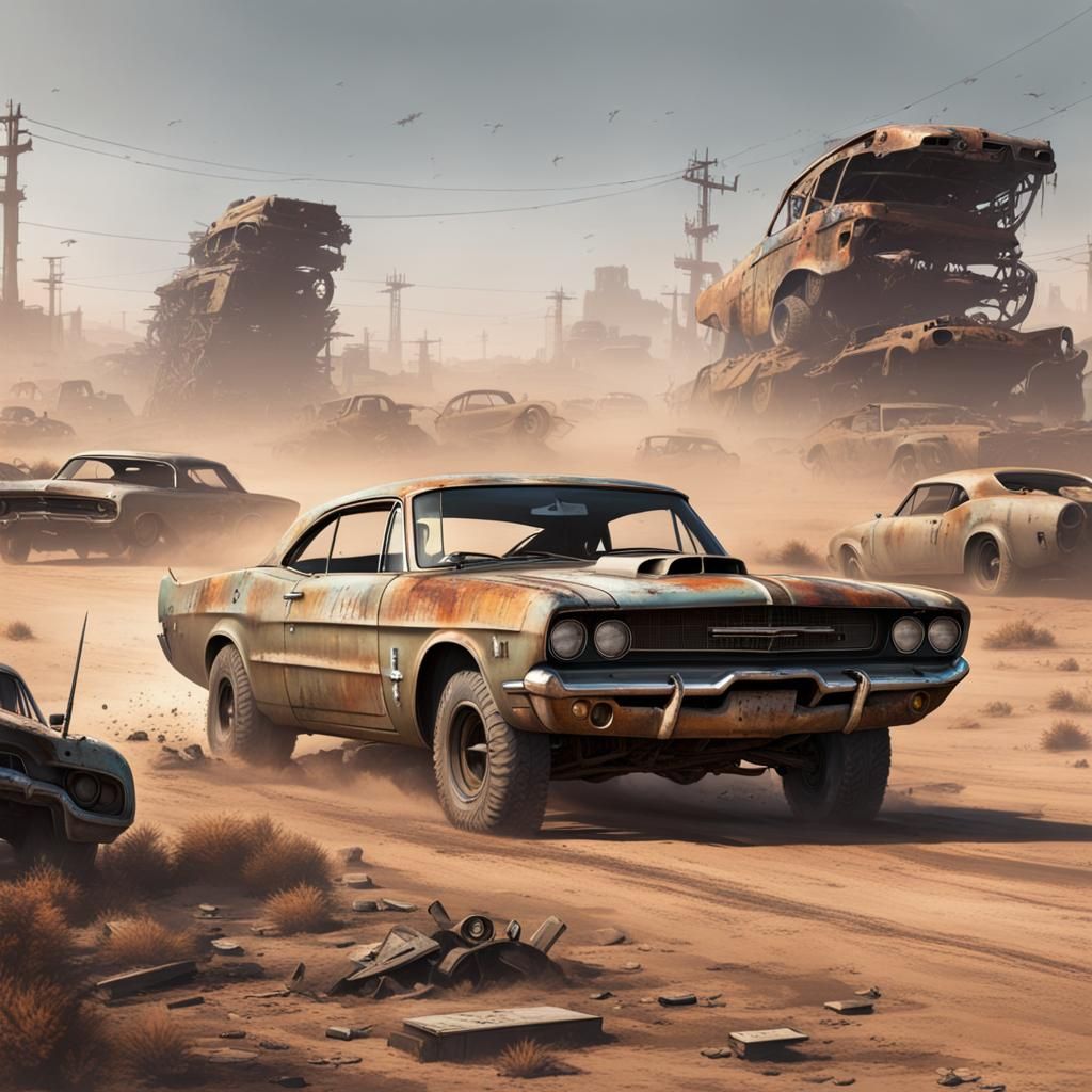 Armored Muscle Car Races Through Wasteland