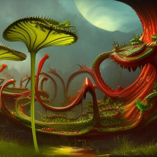 Detailed Matte Painting of Venus Flytrap