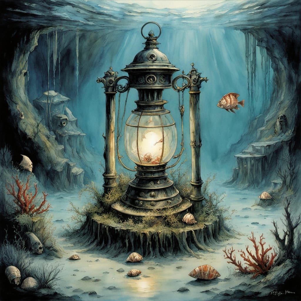 Sunken Treasure: Weathered Lamp on Spanish Galleon