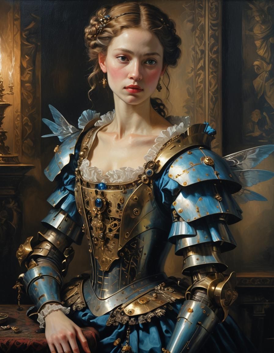 Dutch Cyborg Fairy in Muted Chiaroscuro