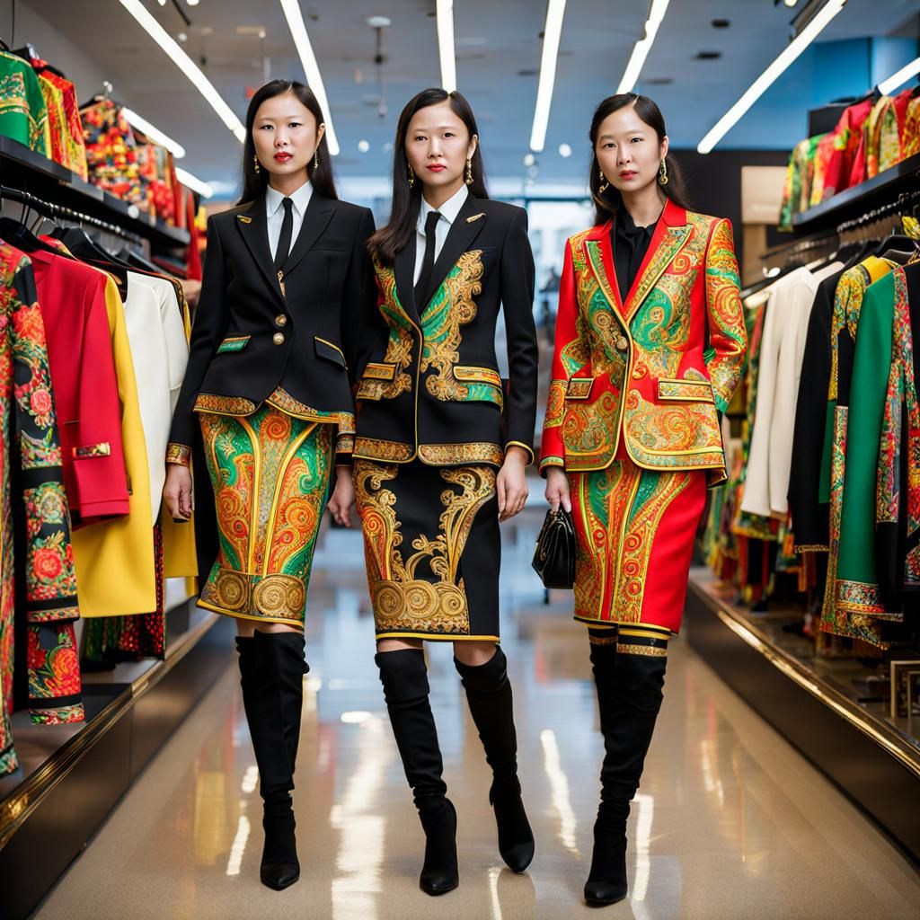Businesswomen in Versace Fashion at Clothing Store