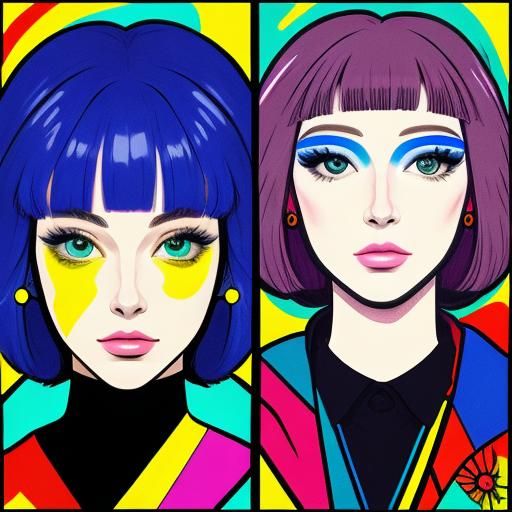 Woman's Face in Manga Style Contemporary Art