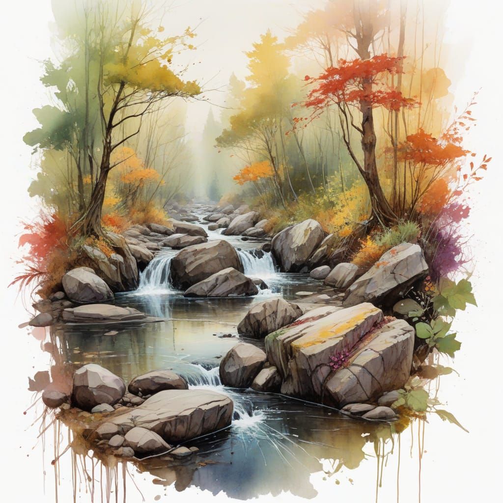 Autumn Forest in Watercolor Style
