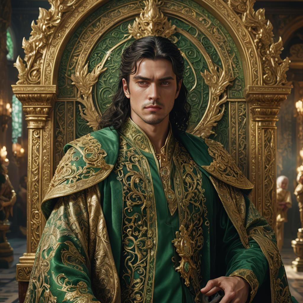 Golden Skinned Noble in Throne Room: Fantasy Portrait