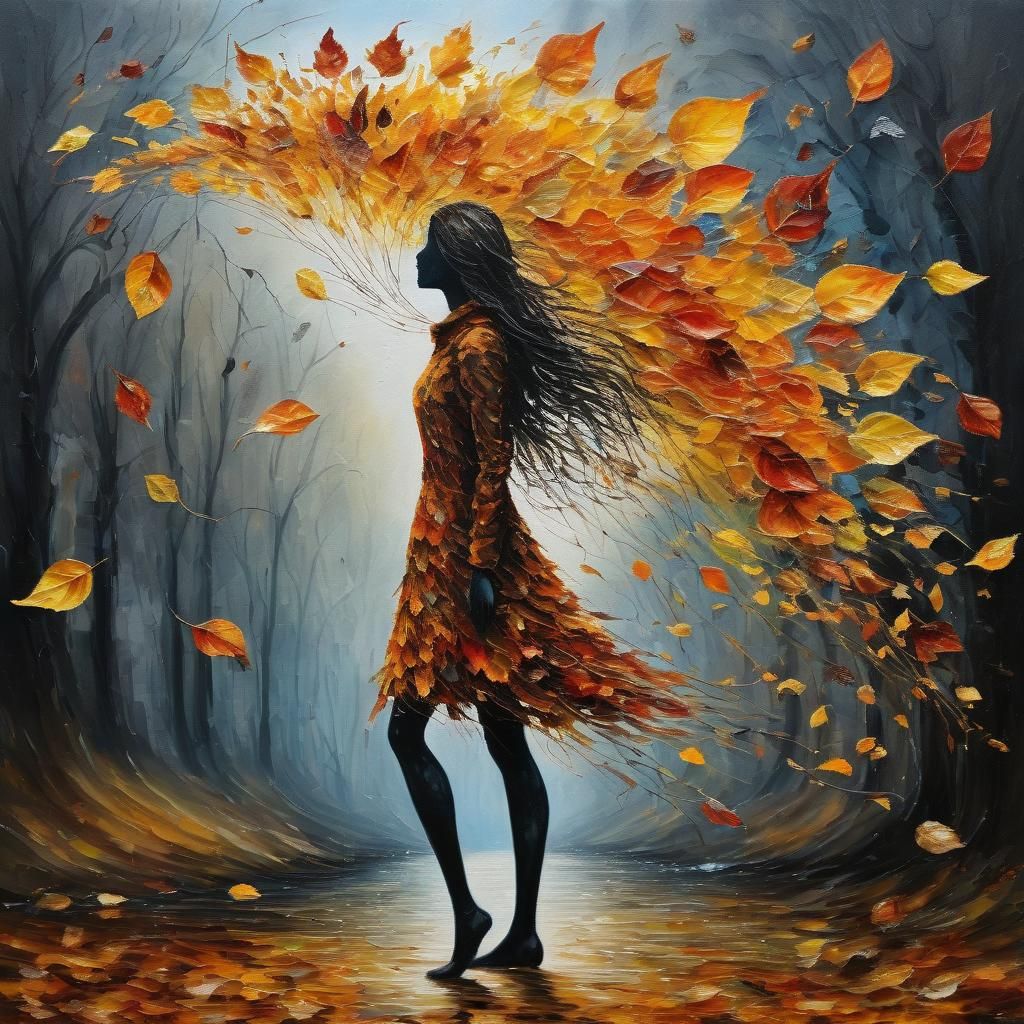 Autumn Leaf Woman in Romanticist Style
