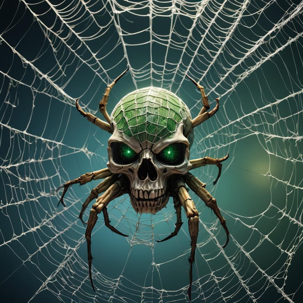 Spider Web Skull in Detailed Matte Painting