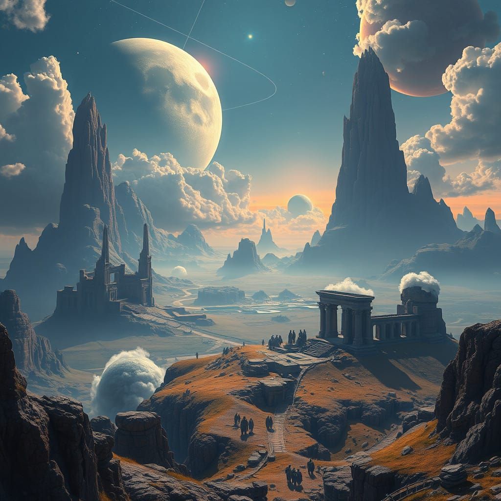 Ethereal Cosmic Landscape in Matte Painting Style