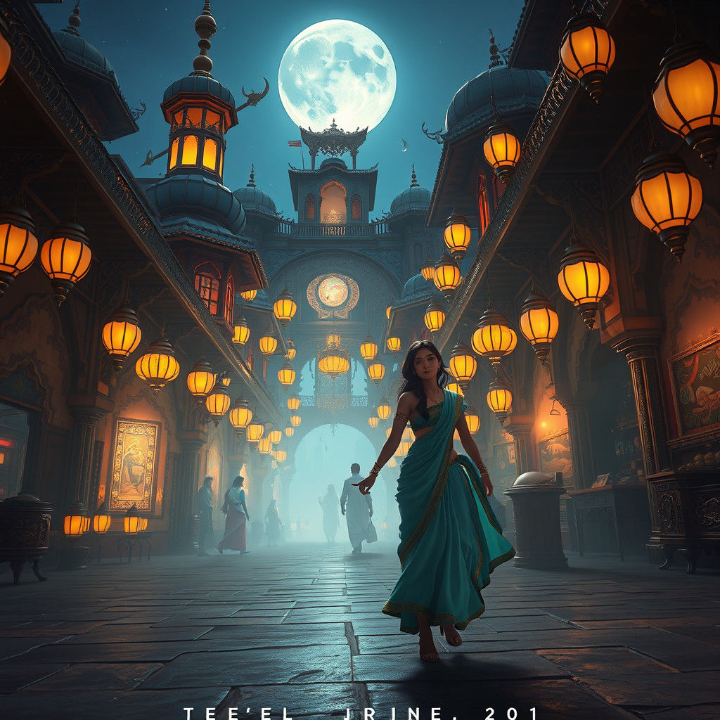Aladdin and Jasmine in a Mystical Marketplace