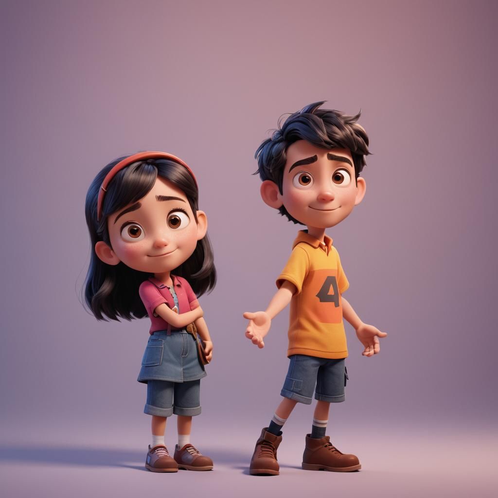 Girl and Boy: Pixar-Style 3D Digital Art